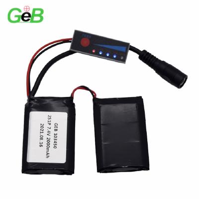 China Machine- 1000 Cycle Life GEB 103450 2S1P 2000mAh 7.4V Battery with BMS Li-ion Rechargeable Battery Pack for Lipo Equipment 7.4V Heated for sale