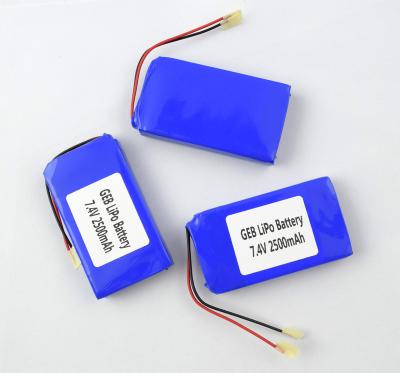 China Toys GEB lipo battery 7.4v 2500mah 2S1P pocket battery lithium polymer battery for headlight for sale