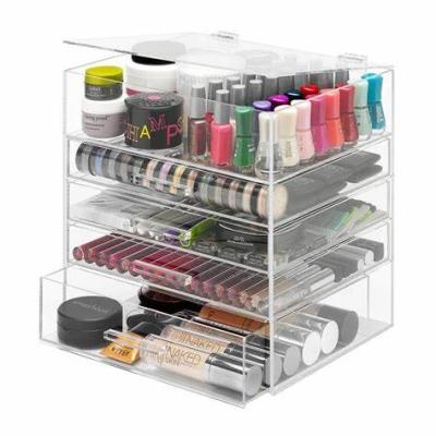 China Eco - Friendly Clear Nail Polish Drawer Make Up Box Acrylic Organizer for sale