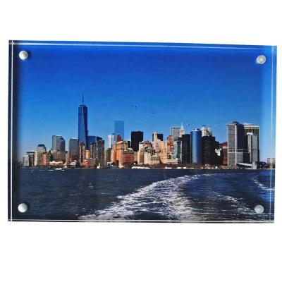 China Other various designs are available clear acrylic magnetic photo frame block 3x4 inches picture display shelf desktop standing, double sided thick picture frames for sale