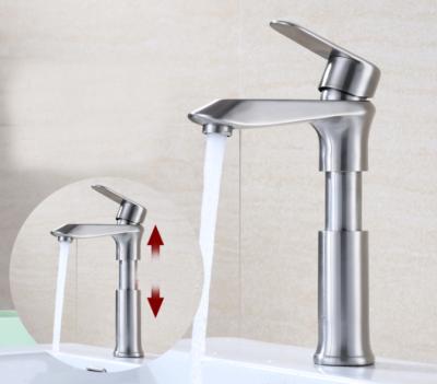 China Thermostatic Faucets Lifting Type 304 Brushed Single Hole Faucet Stainless Steel Hot And Cold Basin Faucet for sale