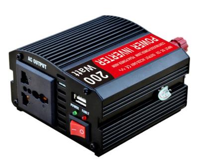 China Aluminum Alloy 200W Car Power Inverter DC12V To AC220V 200W Grid Off Modified Sine Wave Power Inverter With 2.1A USB for sale