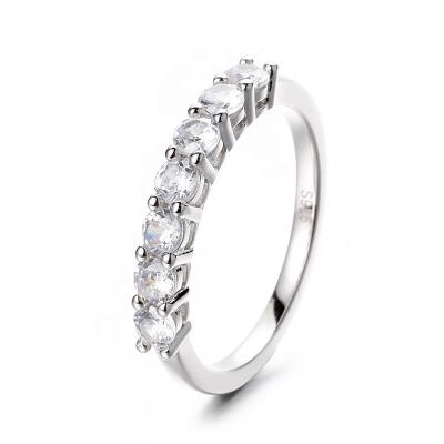 China Hot Wholesale S925 Sterling Fine Jewelry Rhodium Plated Moissanite Lead Free Nickel Free Stackable Ring For Women Wedding Korean Style for sale