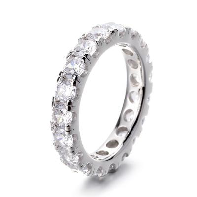 China Popular Rhodium Plated Band Lead Free Nickel Free Ring Fine Jewelry Unisex Gift from Wholesale S925 Sterling Silver Moissanite Diamond Eternity for sale