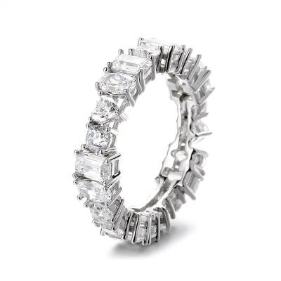 China Current Available Lead Free Nickel Free 2023 Oval Round Brilliant Heart Cut S925 Moissanite Silver Light Luxury Gorgeous Eternity Ring For Women Girls for sale