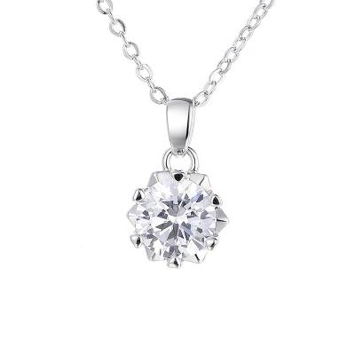 China Direct Selling Round Moissanite Jewelry Simple Shining Lead Nickel Free Women 925 Sterling Silver Solitaire Pendant Necklace Good Unisex for sale