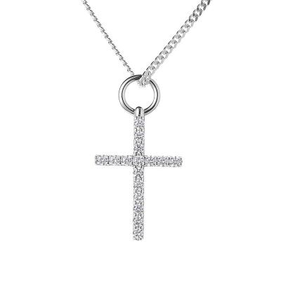 China Factory Fine Jewelry Lead Free Nickel Free 925 Sterling Silver Color Moissanite Cross Necklace Pendant Women Men Iced Out Elegant D for sale