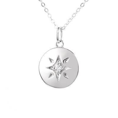 China Factory Fine Jewelry Environmental Friendly 925 Sterling Silver Galrming Moissanite Pendant Star Coin Disc Clavicle Necklaces For Unisex Girls for sale