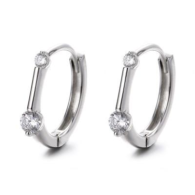 China Simple Environmental Friendly Wholesale Fine Jewelry Rhodium Plated Statements 925 Silver Women Moissanite Diamond Huggie Hoop Earrings For Unisex for sale