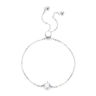 China Factory Wholesale Single Lead Free Nickel Free 925 Sterling Silver Plated Rhodium Gold Moissanite Charm Chain Link Bracelet Women Girls for sale