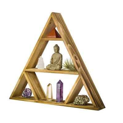 China Factory Decor Handmade Home Wall Mounted Wooden Triangle Shelf Custom Wood Rack for sale