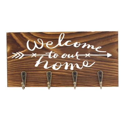 China China Welcome Sign For Front Door Wood Farmhouse Frame Wooden Signs With Hooks for sale