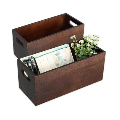 China Handmade Rustic Wooden Open Box Rack Small Storage Boxes Wooden Crate Box for sale