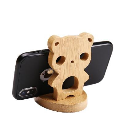 China 100% Handmade Bamboo Panda Cell Phone Stand Wooden iPad Stand and Cute Phone Holder for iPhone 11 pro X plus 8 7 6 for sale