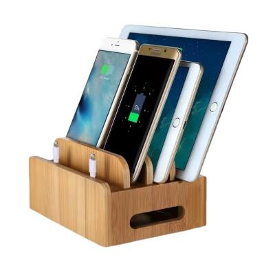 China China Bamboo Storage Box Solid Wood Wooden Phone Docking Station for sale