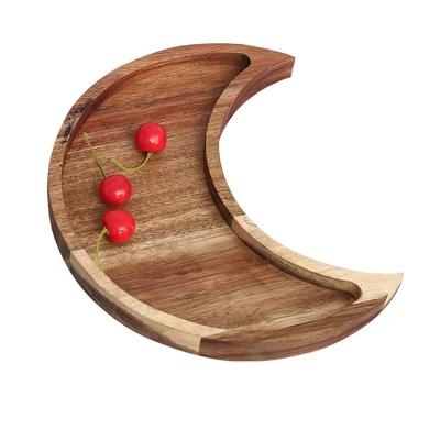 China China Customize Moon Shape Solid Wood Tray Holder For Storage Wholesale for sale