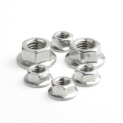 China Hex Nuts DIN SS304 SS316 Ssa2-70 M2-M30 Heavy Industry Stainless Steel Factory Direct Hex Flange Standard Lock Nut With Serrated Flange for sale