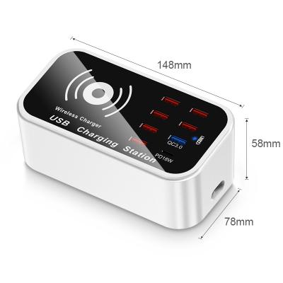 China Mobile Phone Tablet MP3 GPS Qi-Enabled Multi USB Wall Home Charger Devices YCYD 100W USB C Palladium QC3.0 Fast Wireless Fast Charging Desktop for sale