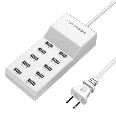 China Mobile Phone Multi Port Usb Charger 10 Fast Charger Flat Screen Home Office Charging Center for sale