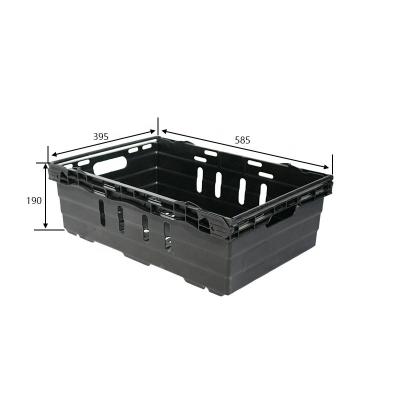 China Buying 595x385x150mm Hot Selling Stacking Heavy Duty Harvest Basket Crate With Handle for sale