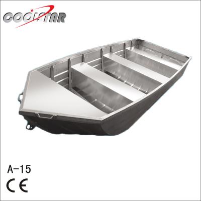 China Popular 15ft Aluminum Aluminum Fishing Boat With Flat Bottom And V Bow Flat Head for sale