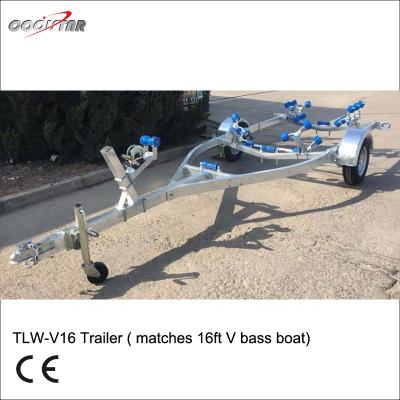 China High Quality Aluminum Boat Trailer With Wheels For 16 Ft V Bow Bass Boat for sale