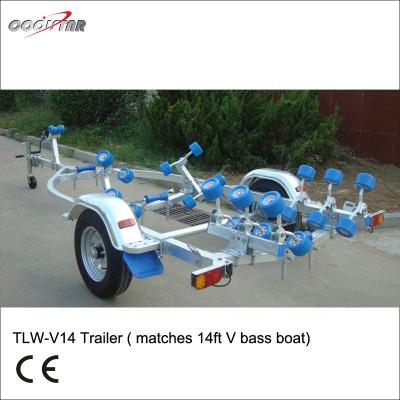 China Aluminum High Quality Boat Trailer Used For 14 Ft V Bow V Bottom Boat for sale