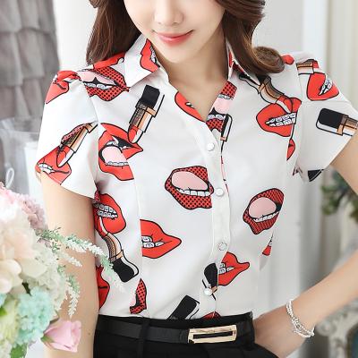 China Fashion Anti-Shrink Design Sexy Short Sleeve Shirt Ladies French Lip Print Lip Clearance Blouse, Suitable For Slightly Fat Women for sale