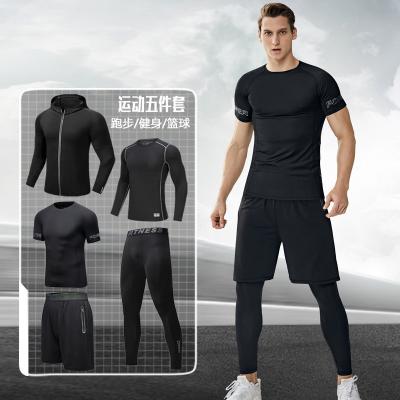 China Men's Breathable Fitness Suit Set Five Customizable Athletics Men's Wholesale LOGO Tights for sale