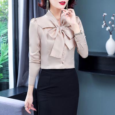 China Spring lady French bow anti-pilling long sleeve shirt jacket fashion professional lady temperament cardigan for sale