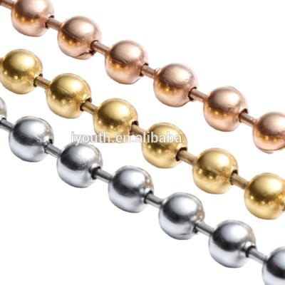 China Stainless Steel IP 18K Gold Metal 6.5mm Shimmer Gold Metal Vacuum Plated Bead Ball Chain Curtain Necklace Large for sale