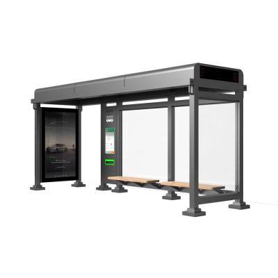 China Customized Modern Bus Stop Shelter With LED Screen Light Box Mupi for sale