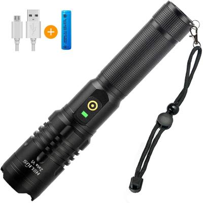 China 18650 High Lumens Emergency Portable XHP50 Aluminum Pocket Led Waterproof Usb High Power Rechargeable Zoomable Torch Tactical Led Flashlight for sale