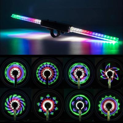 China 30 Different Patterns RGB Battery Cable Lights Ipx5 Safety Tire Lamp Waterproof Cycle Road Safety Led Bike Wheel Lights BW03 for sale