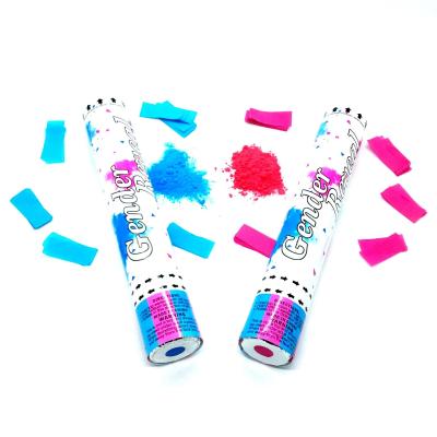 China Handheld baby douche geslacht onthullen rook confetti poeder kanon biologisch afbreekbaar vlamwerend feest popper confetti confetti Te koop