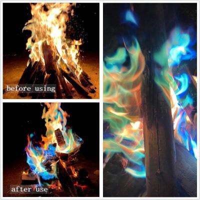 China 10g/25g Coloured Fire Flames Powder Bonfire Campfire Pyrotechnics Flames Trick For Outdoor Camping Picnics à venda