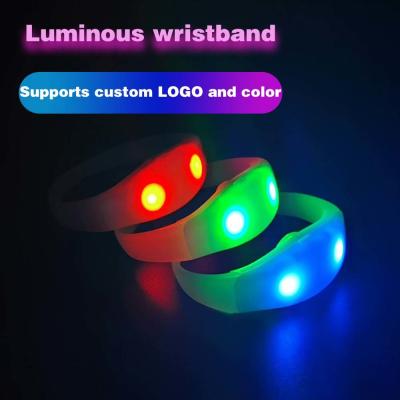 China Custom RGB LED Silicone Bracelet Pulsera Audioritmica Sound Activated Wristbands for Wedding School & Ramadan Events for sale