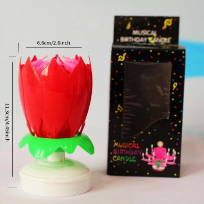 China Multi-Colored Flower Shaped Firework Birthday Cake Candles Spinning Musical Birthday Cake Candle for sale