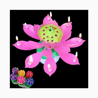 China High Quality Birthday Cake Candle Lotus Singing Birthday Cake Firework Candle Birthday Party Spinning Lotus Candle for sale