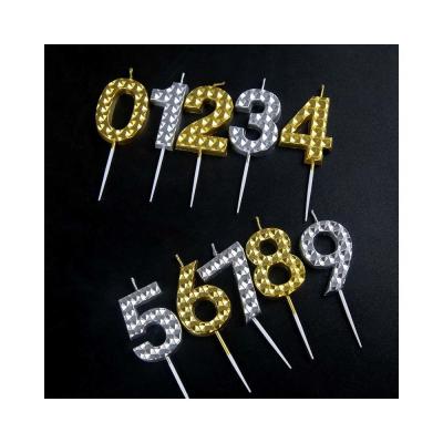 China Creative Gold Silver Diamond Surface Digital Candles Birthday Party Cake Decoration for sale