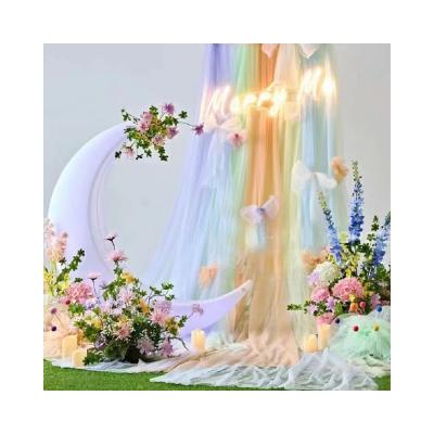 China Custom Polyester Tulle Fabric Soft Dyeing Pure Color For Outdoor Wedding Decoration for sale