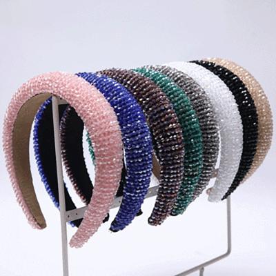 China 2021 European And American Style Bling Glitter Crystal Diamond Jeweled Hair Rhinestone Padded Headband/Head Band For Women Headband for sale