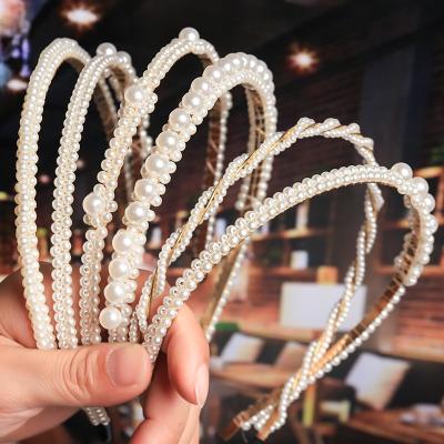 China Hot Fashion Amazon Girl Fashion Pearl Headband Designs Headband Women Hair Accessories For Wedding Jewelry for sale