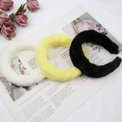 China 2021 European and American hairy hot sale winter style thick headband for women for sale