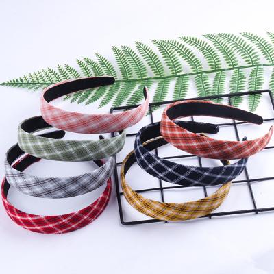 China Japan and Korean style Candygirl 2 cm lattice headband with black bottom hairband hair covered grid wholesale headbands for women girls for sale