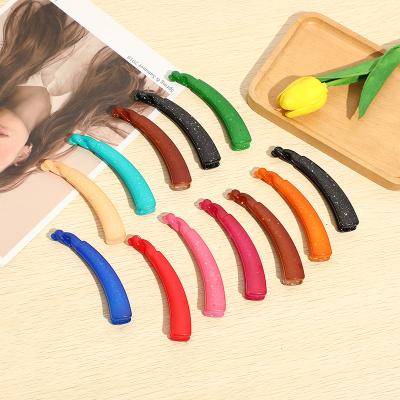 China Japan and Korean Style Wholesale and Retail Cute Solid Color Hair Clips in Ten Colors, Plastic Shiny Claw Clips, Ladies Hair Accessories for sale