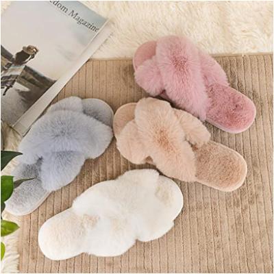 China New Fashion Trend LOGO Design Plush Fur Slipper Shoes Wholesale Custom Warm Soft Indoor Outdoor Sandals Slides For Women Sandals for sale