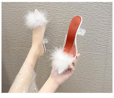 China Fashion Trend Fashion Plush Fur Sandals Boutique Women Noble High Heels Sandals for sale