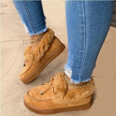 China INS Flat HOT Warm Flat Fur Padded Shoes Boots Winter Fancy Fashion Colorful Women Shoes Women Boots for sale