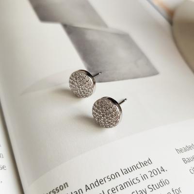 China Geometry Wedding Casual/Sporty CZ Round 925 Sterling Silver Studs Earrings for sale